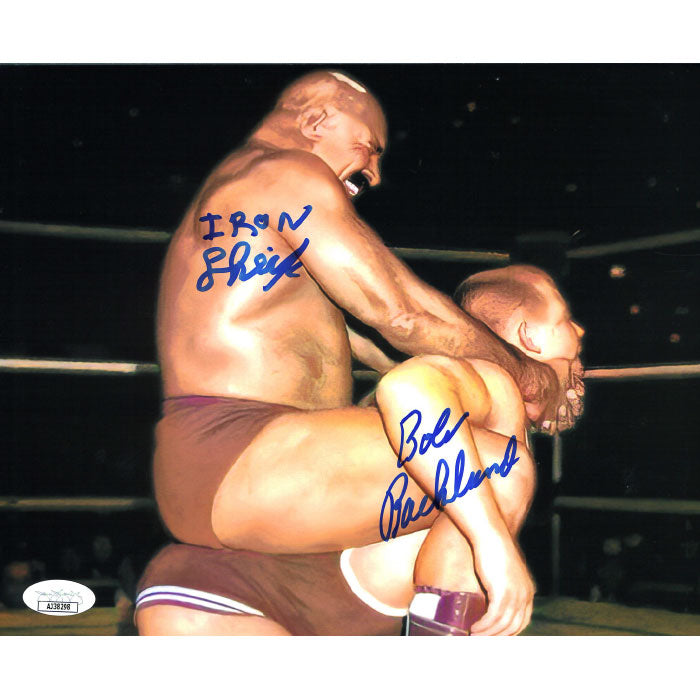 Iron Sheik vs Bob Backlund Camel Clutch 8 x 10 Promo - JSA DUAL AUTOGRAPHED