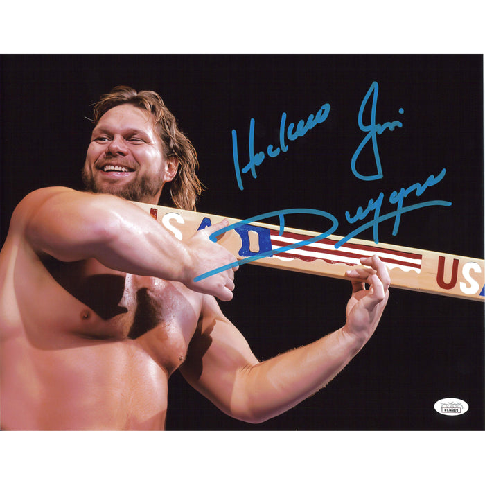 Hacksaw Jim Duggan 2 by 4 11x14 - JSA Autographed