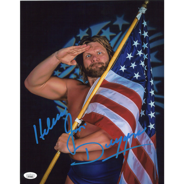 Hacksaw Jim Duggan USA Flag Salute 11x14 - JSA Autographed