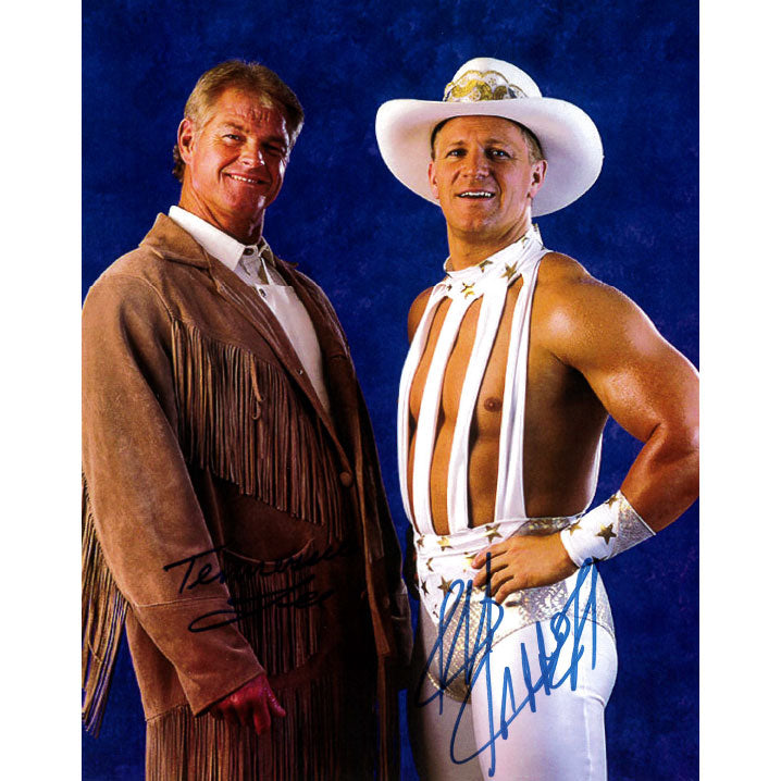 Jeff Jarret & Tennessee Lee Blue BG 8 x 10 Promo - DUAL AUTOGRAPHED