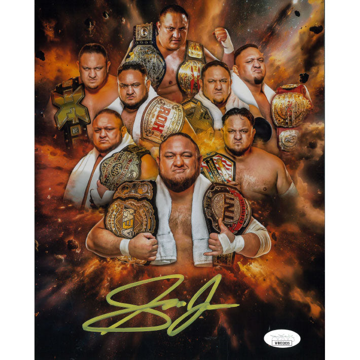 Samoa Joe AsylumGFX Belts METALLIC 8 x 10 Promo - JSA AUTOGRAPHED