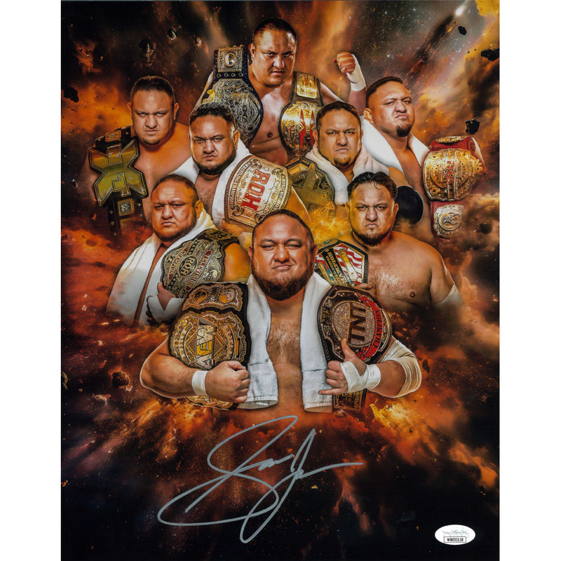 Samoa Joe AsylumGFX Belts METALLIC 11 x 14 Poster - JSA AUTOGRAPHED
