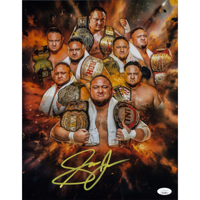 Samoa Joe AsylumGFX Belts METALLIC 11 x 14 Poster - JSA AUTOGRAPHED