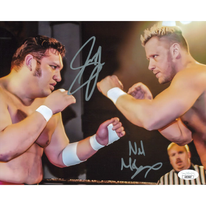 Samoa Joe & Nigel McGinness Stand Off 8 x 10 Promo - JSA DUAL AUTOGRAPHED