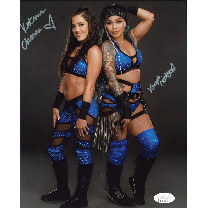 Kayden Carter & Katana Chance Blue Gear 8 x 10 Promo - JSA DUAL AUTOGRAPHED