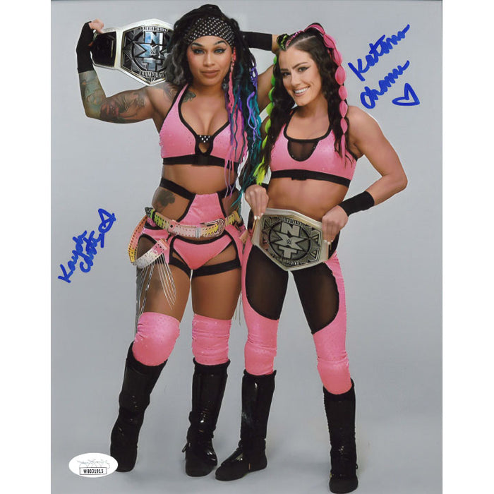 Kayden Carter & Katana Chance Pink Gear 8 x 10 Promo - JSA DUAL AUTOGRAPHED