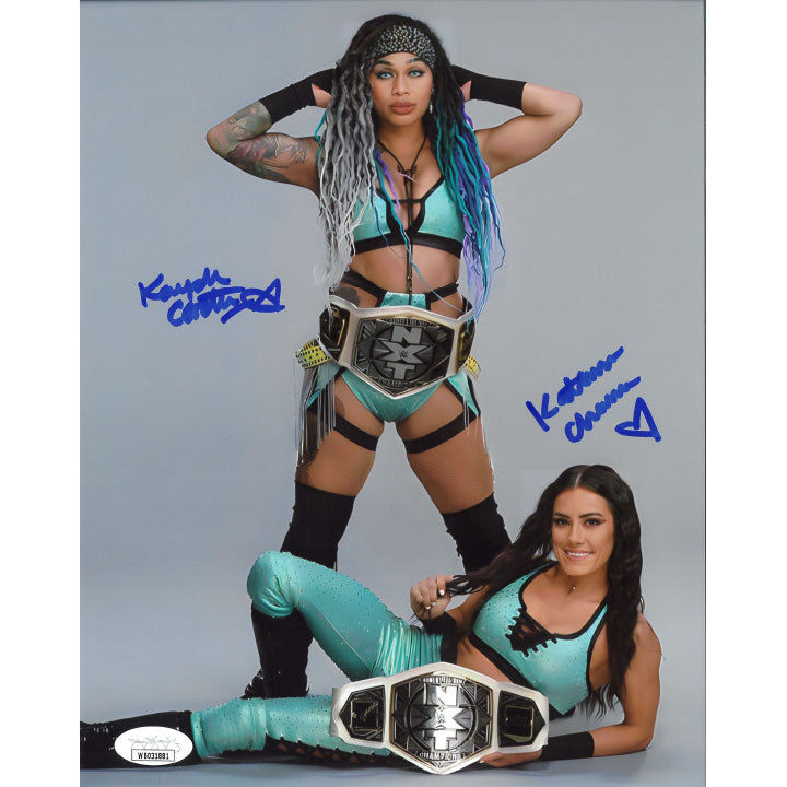 Kayden Carter & Katana Chance Green Gear 8 x 10 Promo - JSA DUAL AUTOGRAPHED