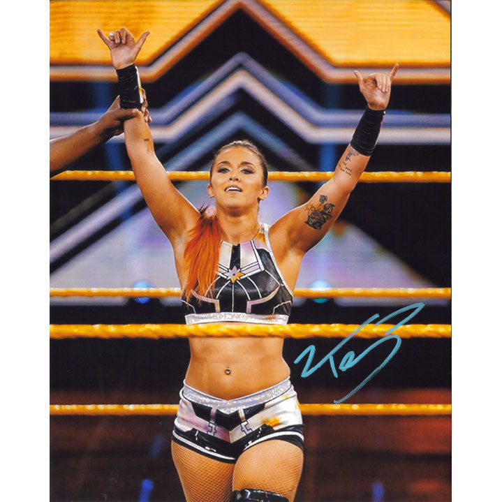 Tegan Nox In Ring Arms Up 8 x 10 Promo - AUTOGRAPHED