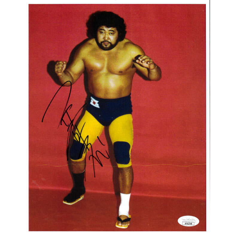 Masa Saito Red BG 8.5 x 11 Promo - JSA AUTOGRAPHED