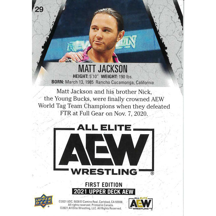 Matt Jackson AEW Upper Deck Blue Base Trading Card - Autographed