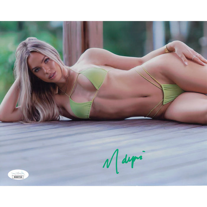 Maxxine Dupri Laying Down Green Bikini METALLIC 8 x 10 Promo - JSA AUTOGRAPHED