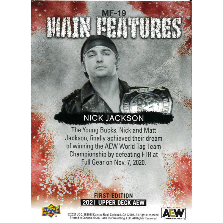 Nick Jackson AEW Upper Deck Main Features Trading Card - Autographed