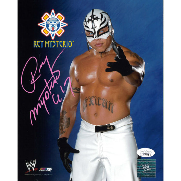 Rey Mysterio Logo PF 8 x 10 Promo - JSA AUTOGRAPHED