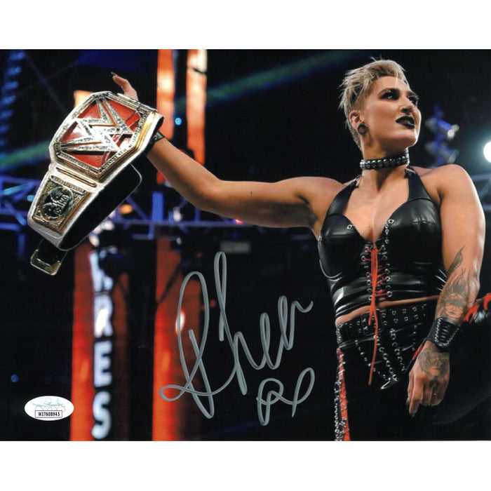 Rhea Ripley Holding Up Raw Title 8 x 10 Promo - JSA AUTOGRAPHED