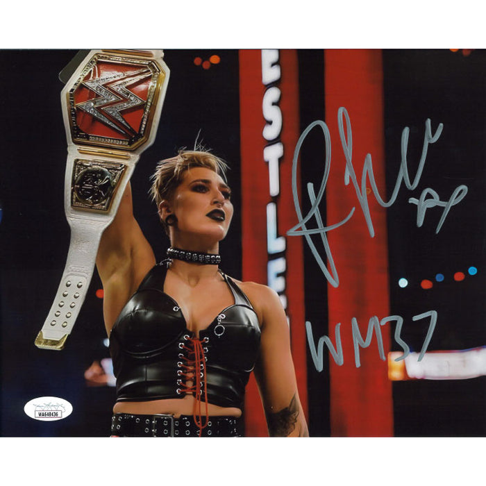 Rhea Ripley In Ring Raw Title WM37 8 x 10 Promo - JSA AUTOGRAPHED