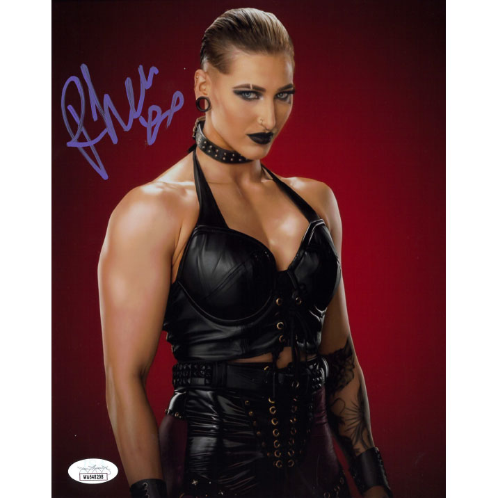 Rhea Ripley Red BG METALLIC 8 x 10 Promo - JSA AUTOGRAPHED