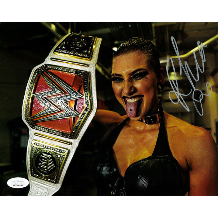 Rhea Ripley Raw Title In Hand 8 x 10 Promo - JSA AUTOGRAPHED