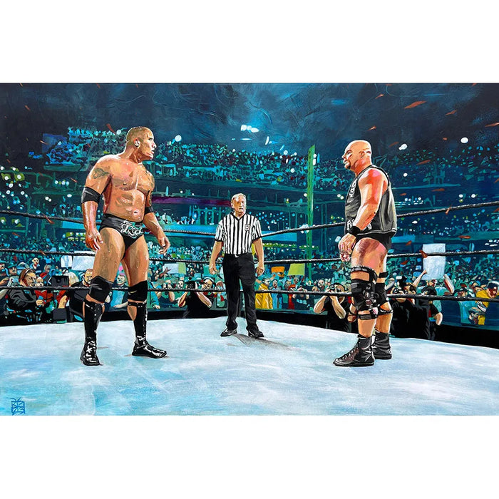 The Rock vs Stone Cold Steve Austin: Wrestling Landscape 11x14 Poster