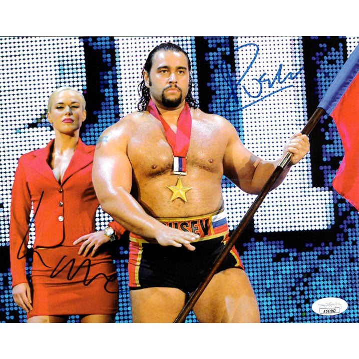 Rusev & Lana Entrance Flag 8 x 10 Promo - JSA DUAL AUTOGRAPHED