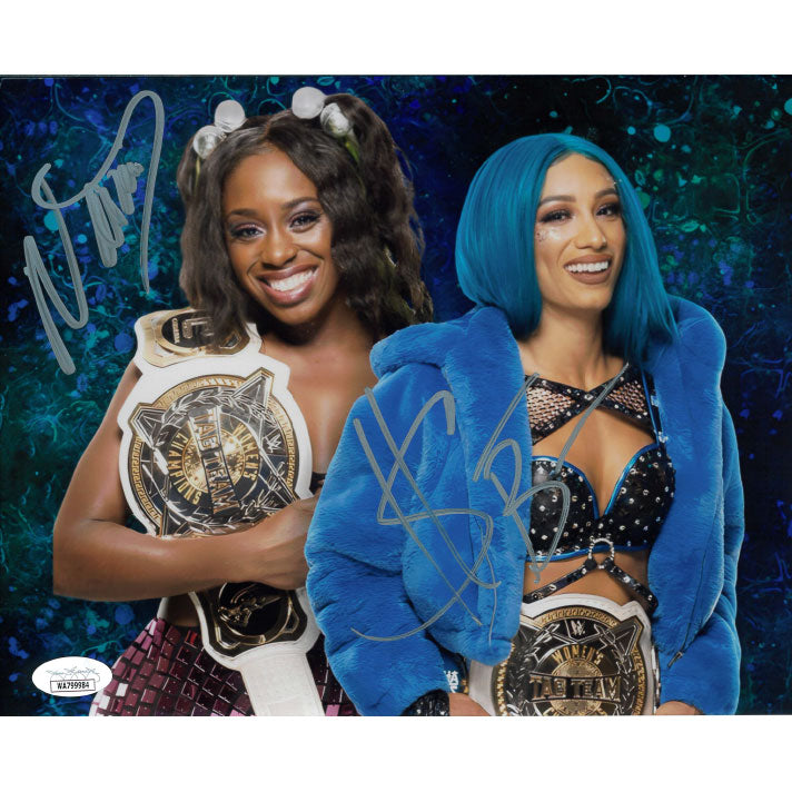 Naomi & Sasha Banks WTTT METALLIC 8 x 10 Promo - JSA DUAL AUTOGRAPHED