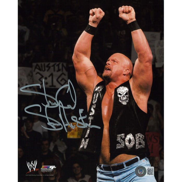 Stone Cold Steve Austin Arms Up SOB PF 8 x 10 Promo - BECKETT AUTOGRAPHED