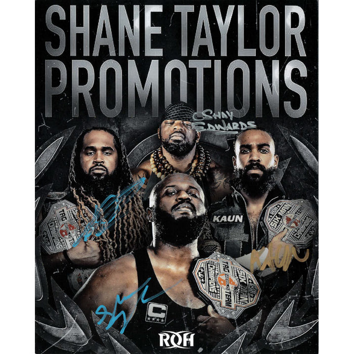 Shane Taylor Promotions Black & Grey BG 8 x 10 Promo  - QUAD AUTOGRAPHED