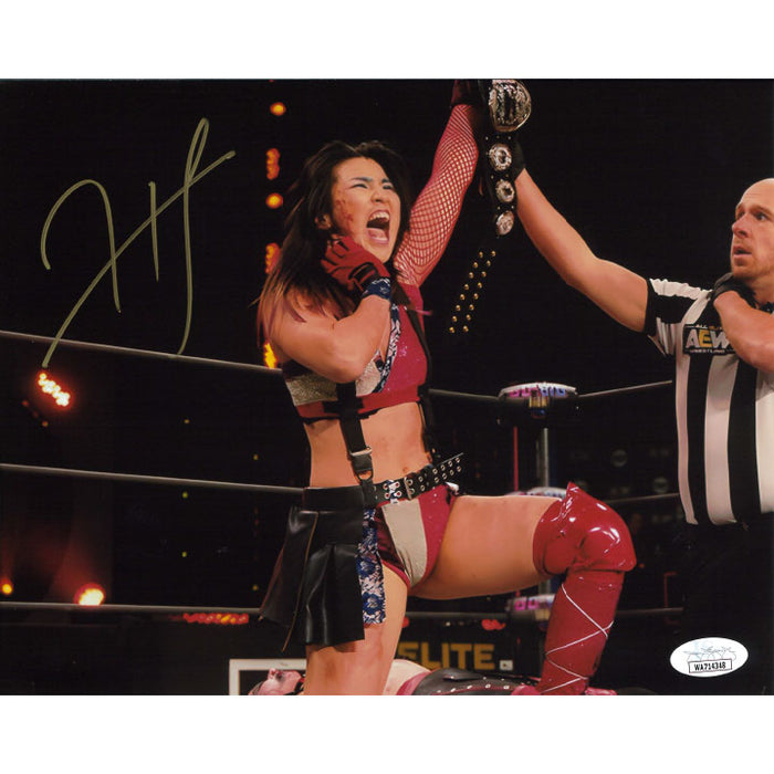 Hikaru Shida On Knee Title 8 x 10 Promo - JSA AUTOGRAPHED