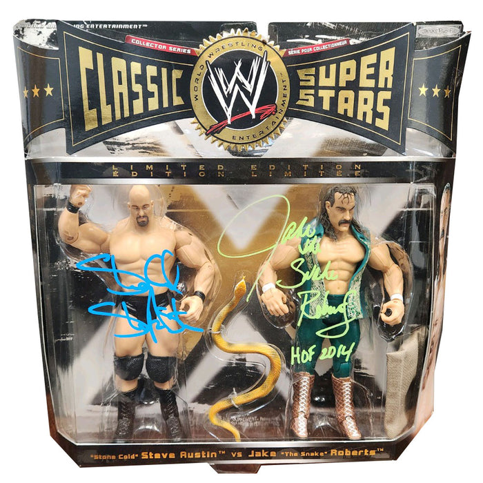 Stone Cold Steve Austin vs. Jake The Snake Roberts Classic SuperStars Limited Edition Figure Set - DUAL AUTOGRAPHED