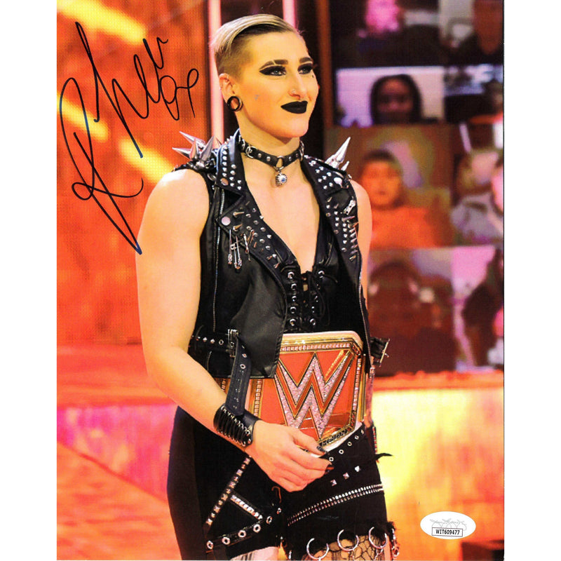 Rhea Ripley Raw Belt Entrance 8 x 10 - JSA AUTOGRAPHED