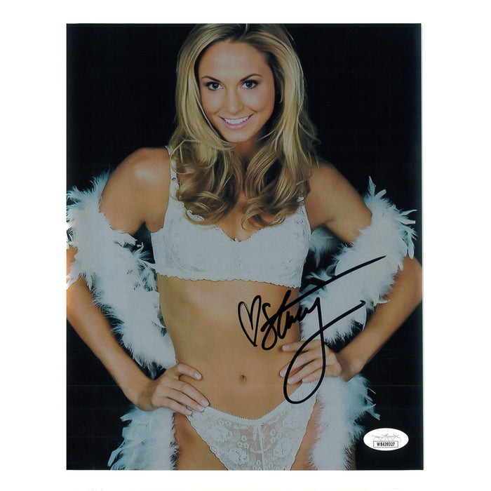 Stacy Keibler 8 x 10 White Boa METALLIC Promo - JSA AUTOGRAPHED