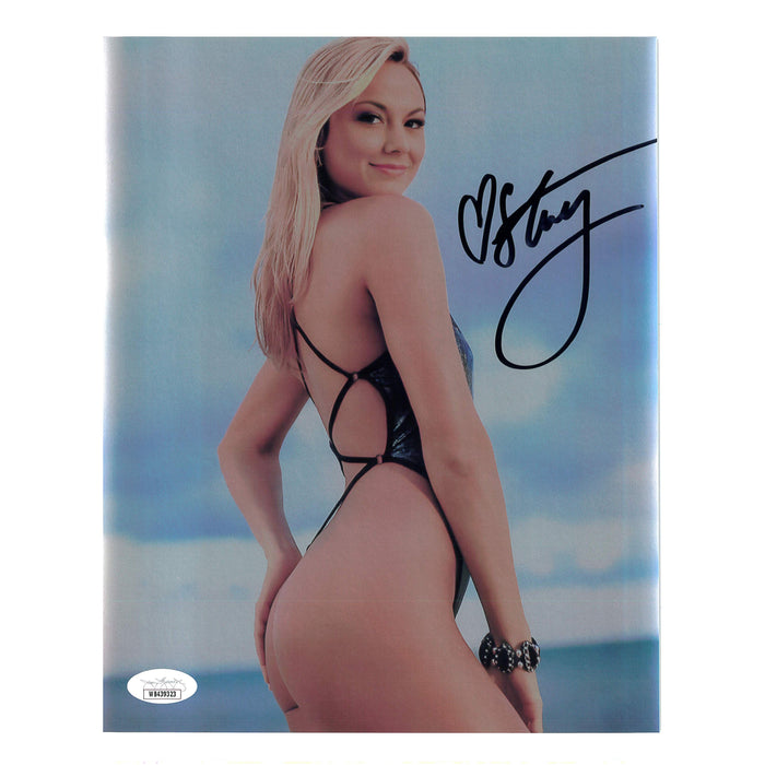 Stacy Keibler 8 x 10 Side Profile METALLIC Promo - JSA AUTOGRAPHED