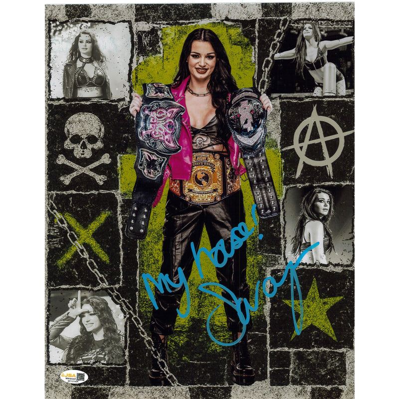 Saraya AsylumGFX Belts Metallic 11x14 Poster - JSA AUTOGRAPHED