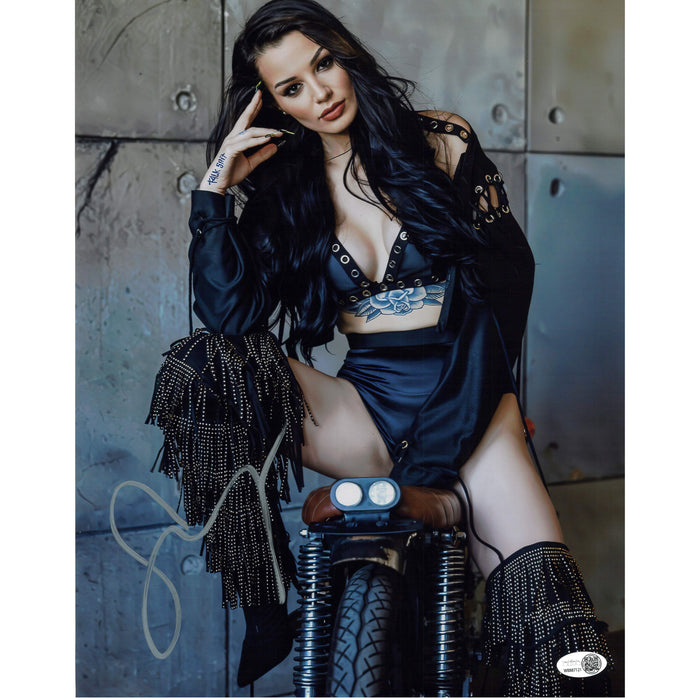 Saraya 11x14 Motorcycle Pose In Black JSA Autographed