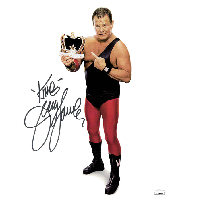 Jerry "The King" Lawler White background Crown Point 8x10 JSA Autographed