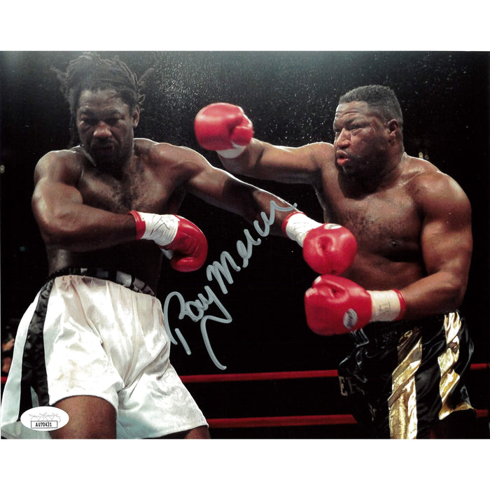 Ray Mercer Gold Shorts Right Hook 8x10 JSA Autographed