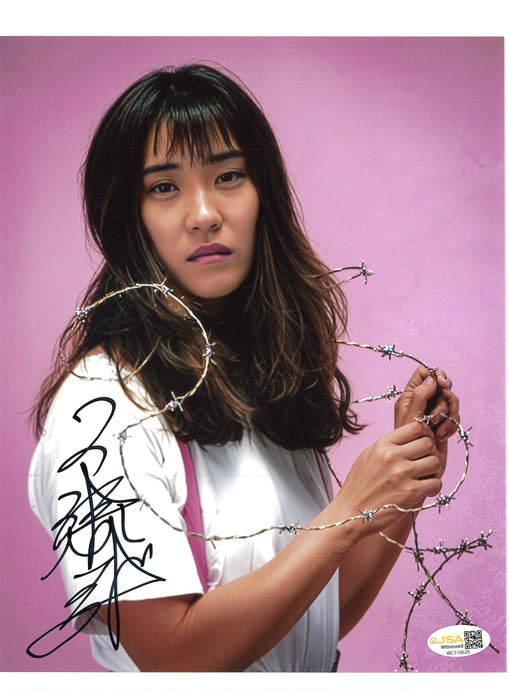 Megumi Kudo Pink BG 8x10 - JSA Autograph