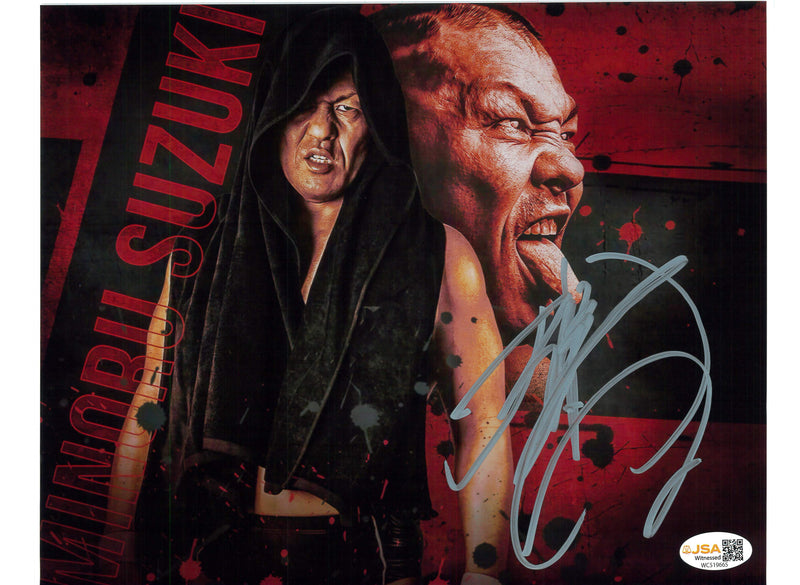 Minoru Suzuki Red Metallic 8x10 or 11x14 Promo - JSA AUTOGRAPHED