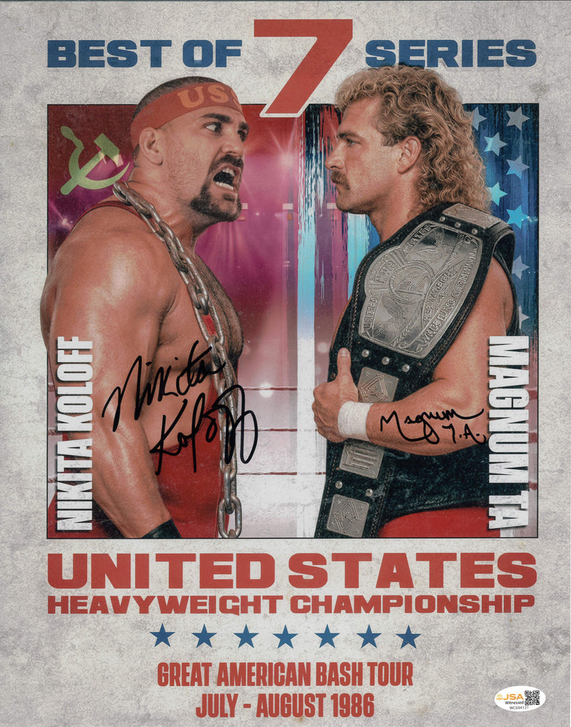 Nikita Koloff VS Magnum TA Metallic 11x14 Poster - JSA AUTOGRAPHED