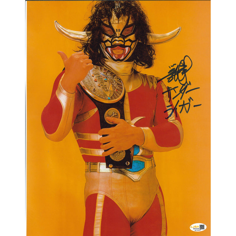 Jushin Thunder Liger Orange 11x14 Poster - JSA AUTOGRAPHED