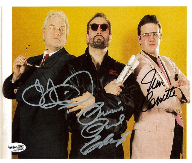 Tri Signed Jim Cornette / Paul Ellering JJ Dillon 8x10 Promo - JSA Autograph