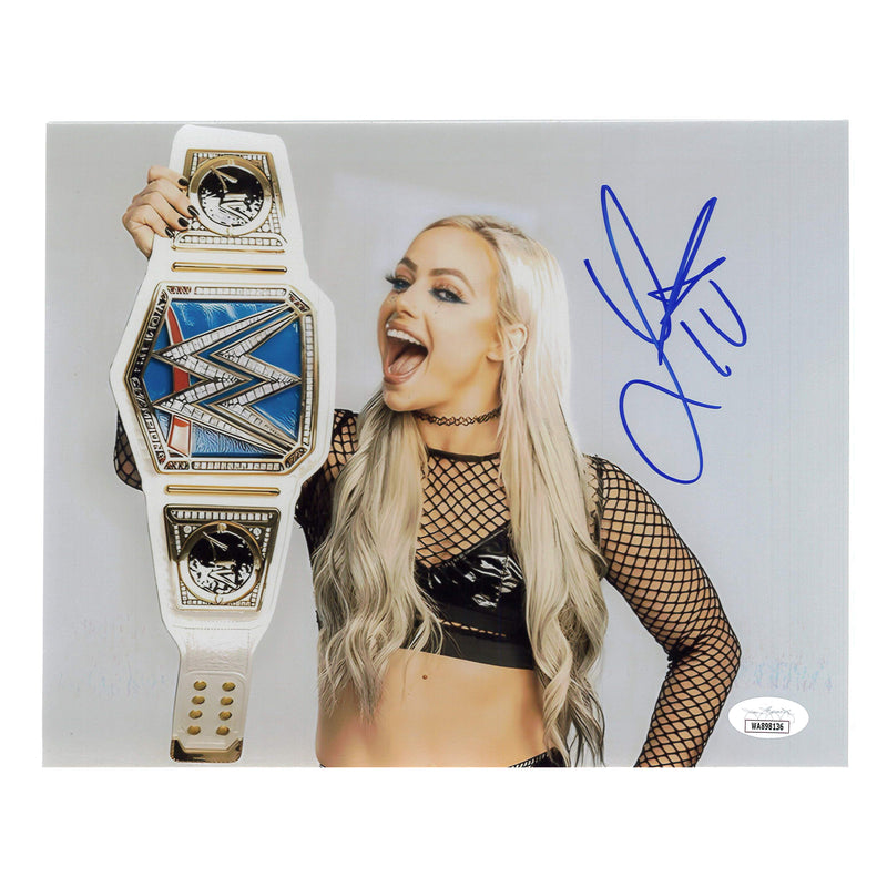 Liv Morgan Holding Belt Metallic 8x10 Promo - JSA AUTOGRAPHED