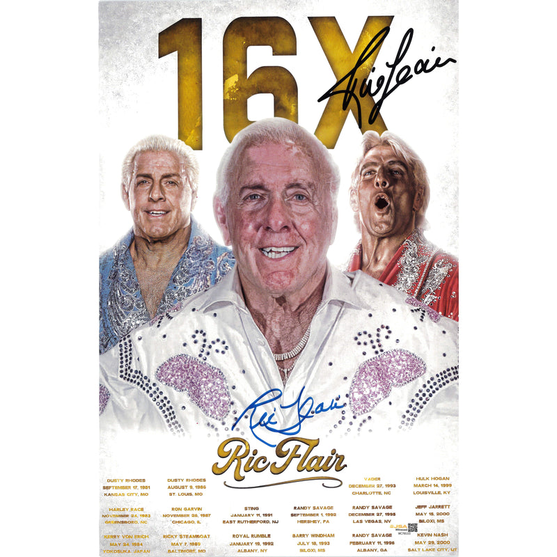 Ric Flair 16X Champion 11x17 Poster - JSA AUTOGRAPHED
