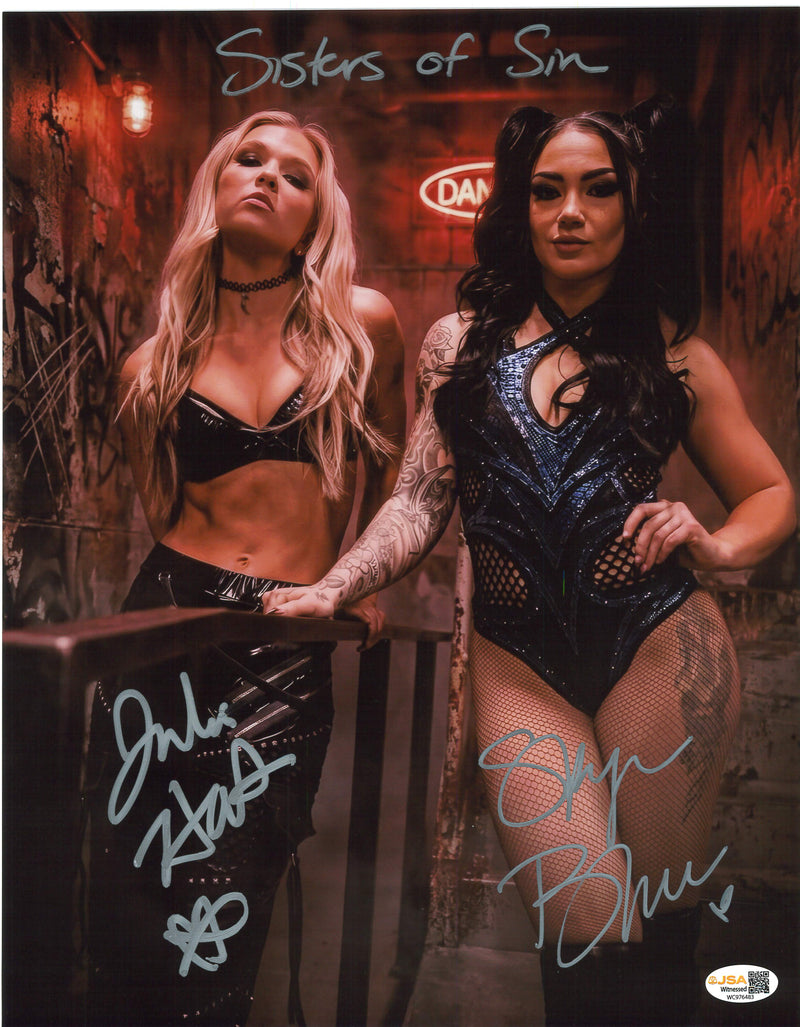 Sisters Of Sin (Julia Hart / Skye Blue) Red Light 11x14 Poster - JSA DUAL AUTOGRAPHED