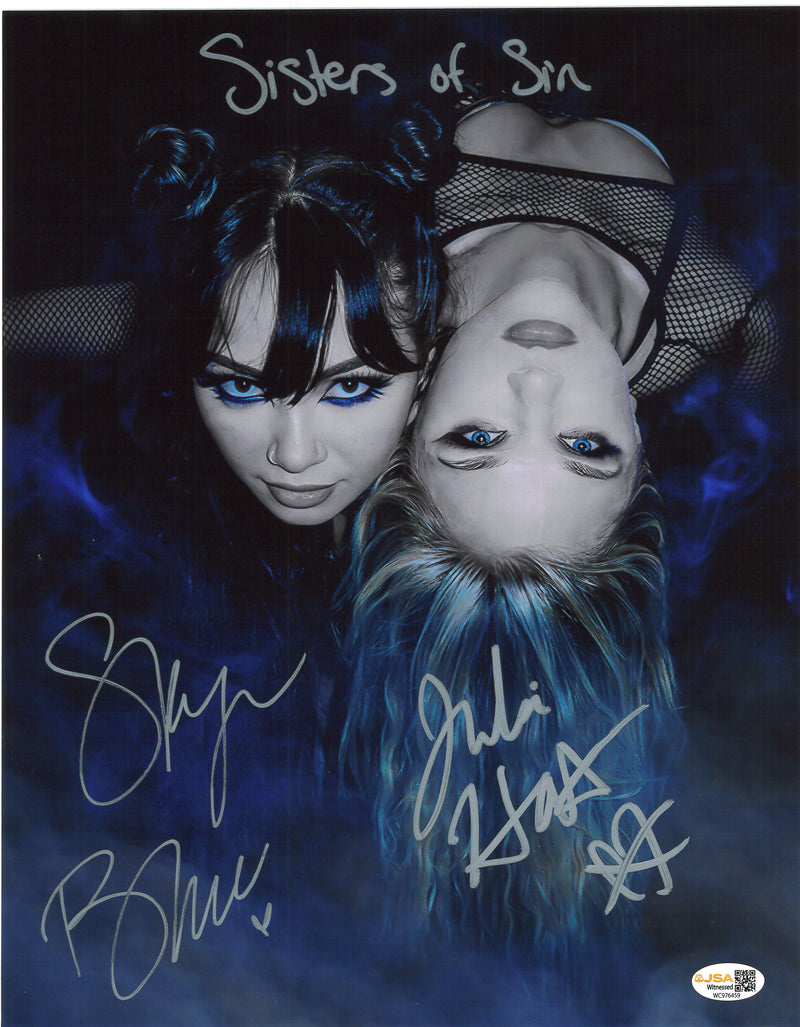 Sisters Of Sin (Julia Hart / Skye Blue) Eyes Up 11x14 Poster - JSA DUAL AUTOGRAPHED