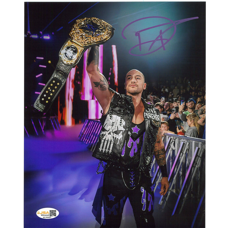 Damien Priest Belt Above Head 8x10 Promo- JSA AUTOGRAPHED