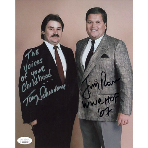 Tony Schiavone & Jim Ross Voices 8 x 10 Promo - JSA DUAL AUTOGRAPHED