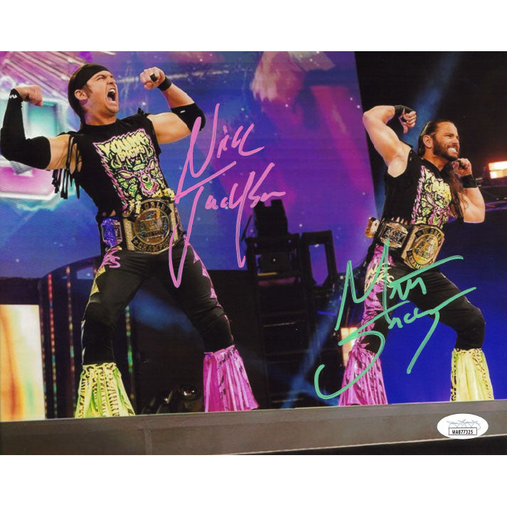 Young Bucks Title Flex On Stage 8 x 10 Promo - JSA DUAL AUTOGRAPHED