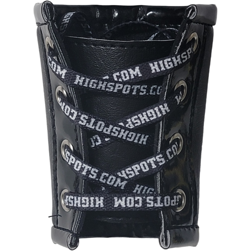 Black Matte with Black Patent Lace-Up Gauntlets