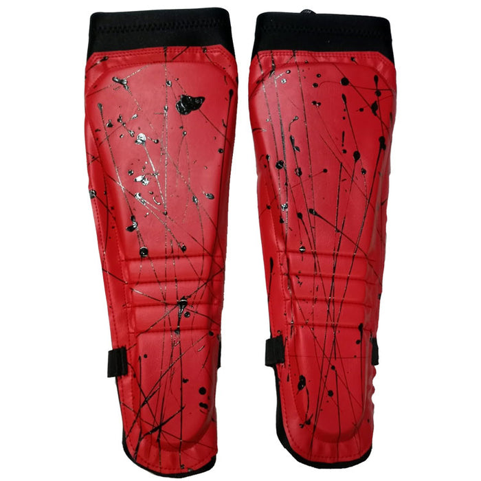 Red with Black Paint Splatter on Black Kickpads