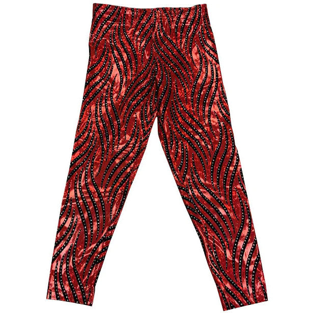Hologram Spandex with Black Striped Rhinestones Long Tights